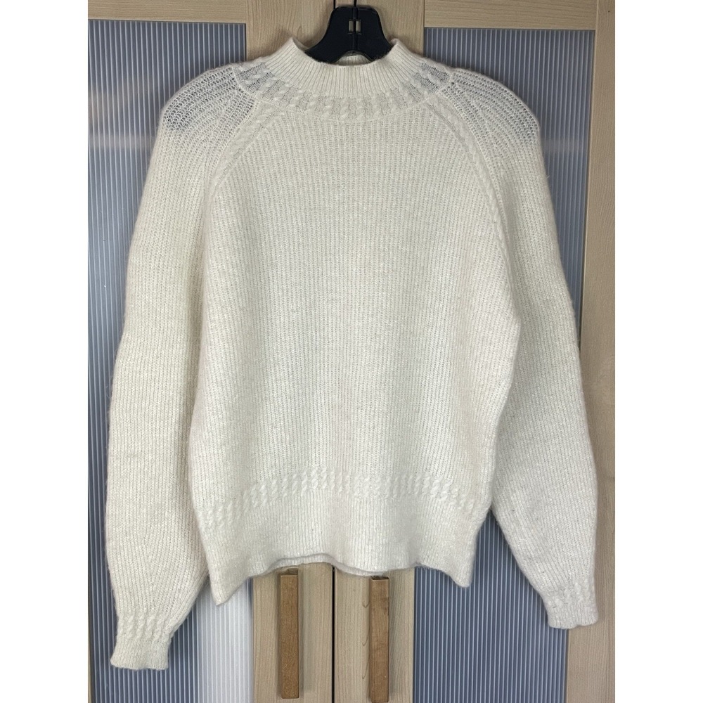 Sézane Otis Jumper Sweater Women's XS Baby Alpaca Preppy Top Designer White - Picture 3 of 9